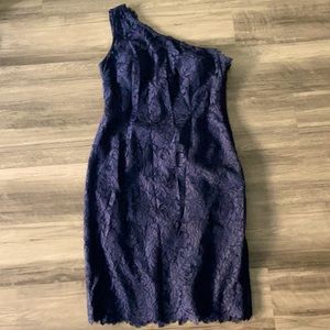Eliza J One shoulder blue lace